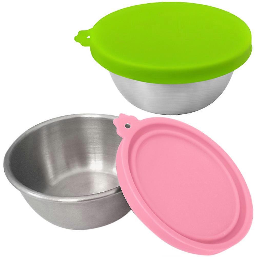 Portable Mini Sauce Boxes for Home Use Assorted Color Stainless Steel and Silicone Lightweight Compact 2Pcs 0.5oz