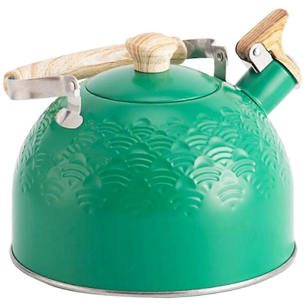 Tea Kettle with Whistle for Stovetop Wooden and Stainless Steel Material Suitable for Home Use Tea Brewing 19X19X23CM 1Pack