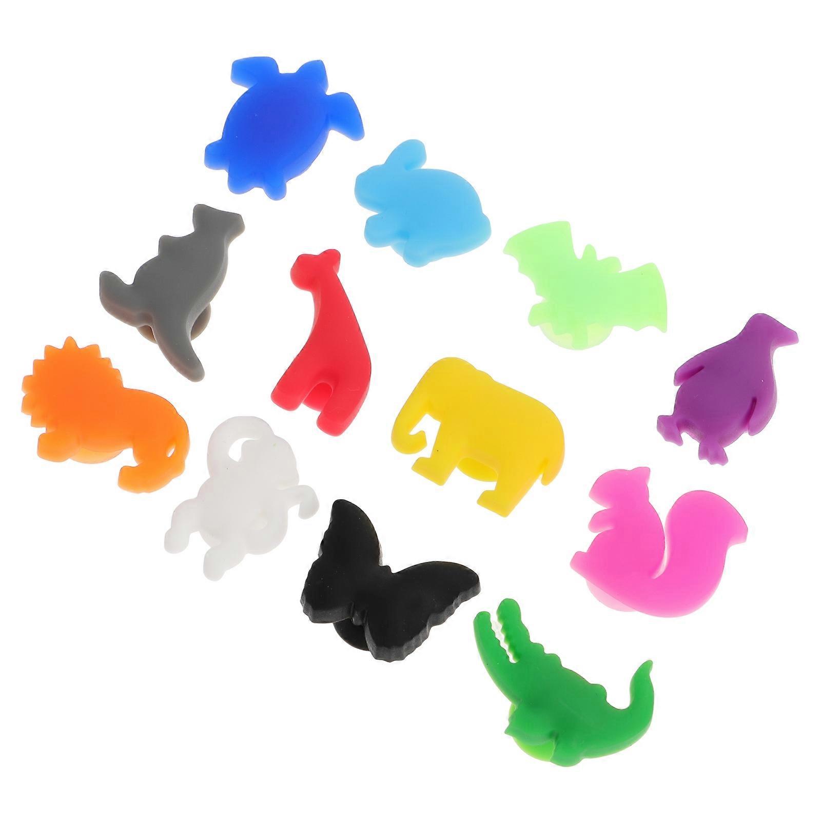 Silicone Wine Charms with Adorable Animal Shapes for Party Decoration and Drink Marking 12 Pieces Assorted Color