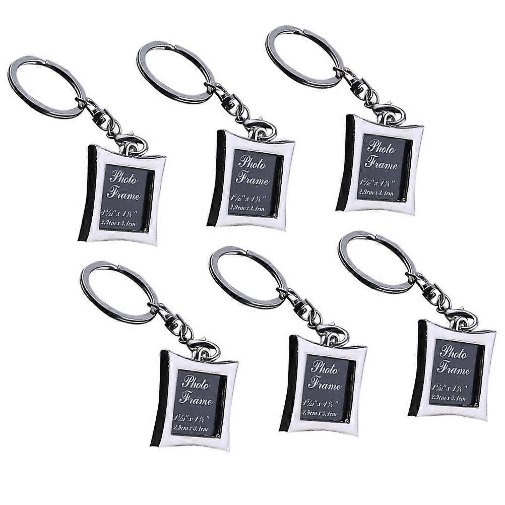 Silver Metal Photo Frame Key Ring for Keys with Unique Design and Keepsake Gift Kit, 3.6x3.3x0.5cm