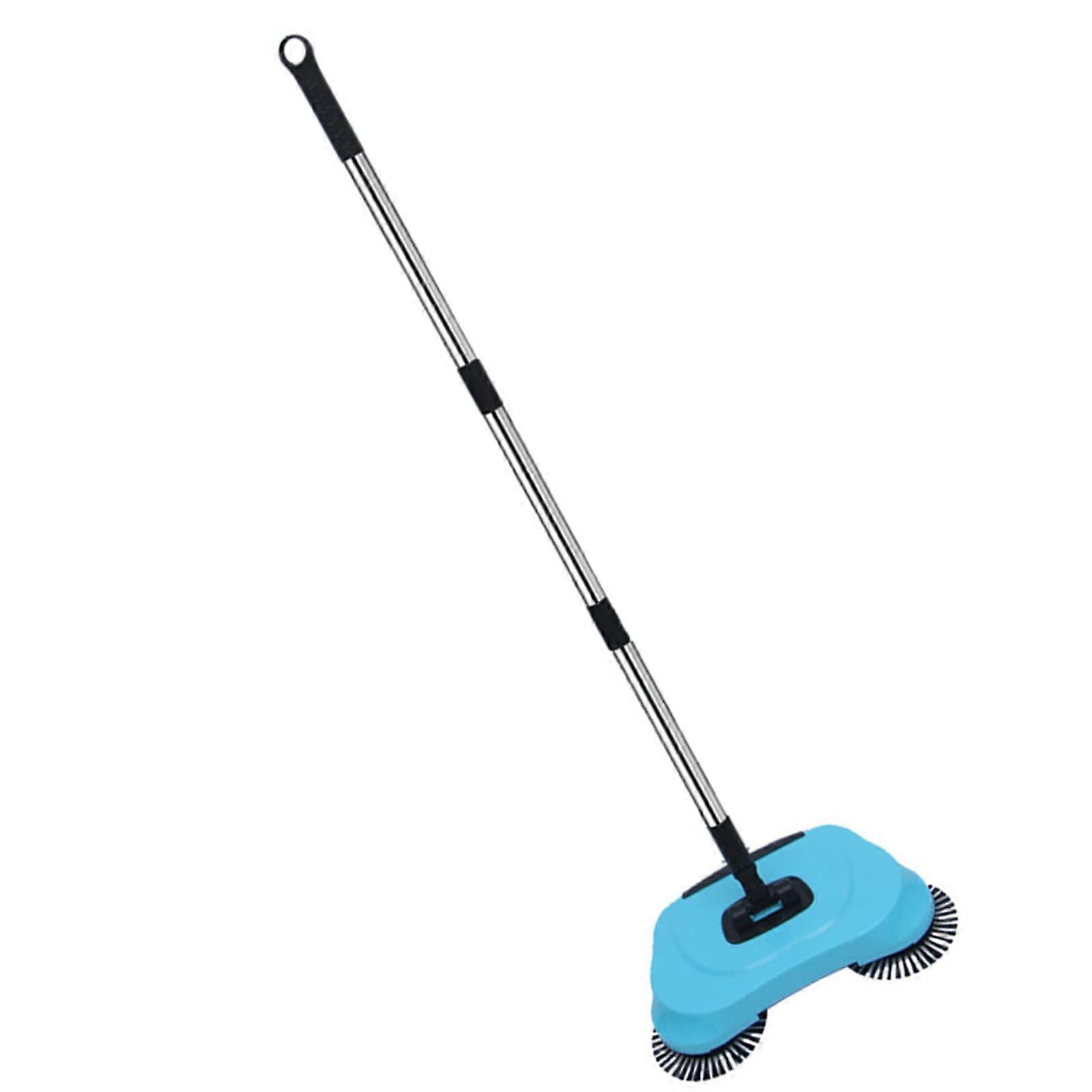 Rotating floor cleaning brush Adjustable handle Ideal for pet hair, fine dust Blue