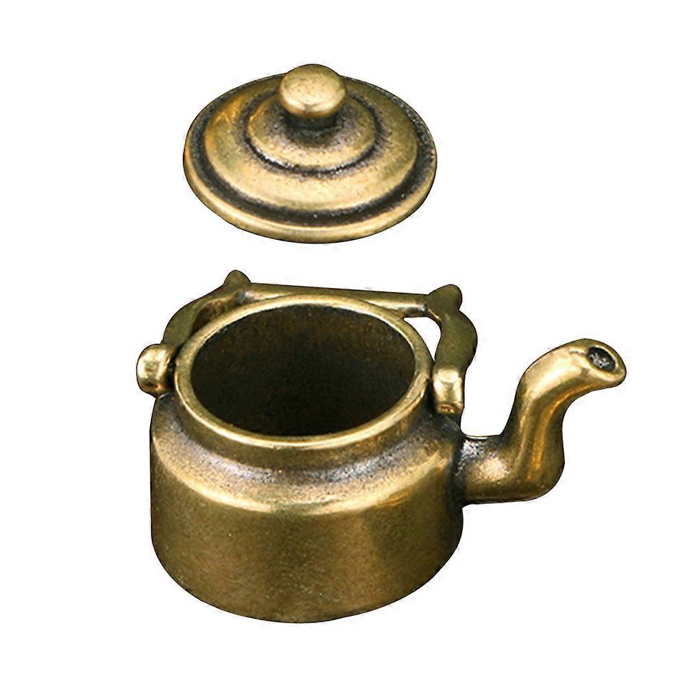 Retro Mini Brass Teapot Ornament – Desktop Decor for Home, Office & Restaurant – Artistic Craft Collectible Gift