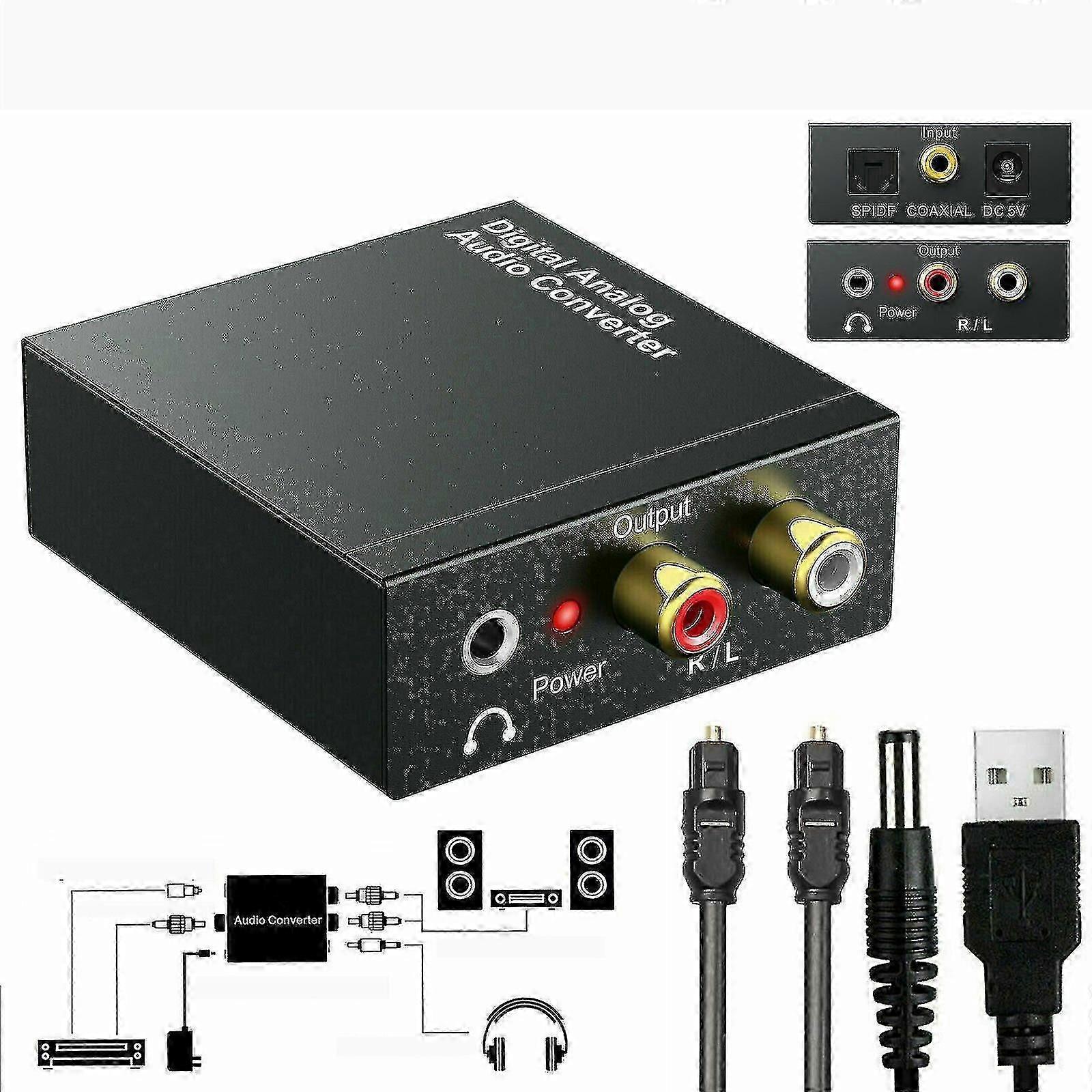 Digital Optical Coax To Analog Rca Audio Converter Adapter