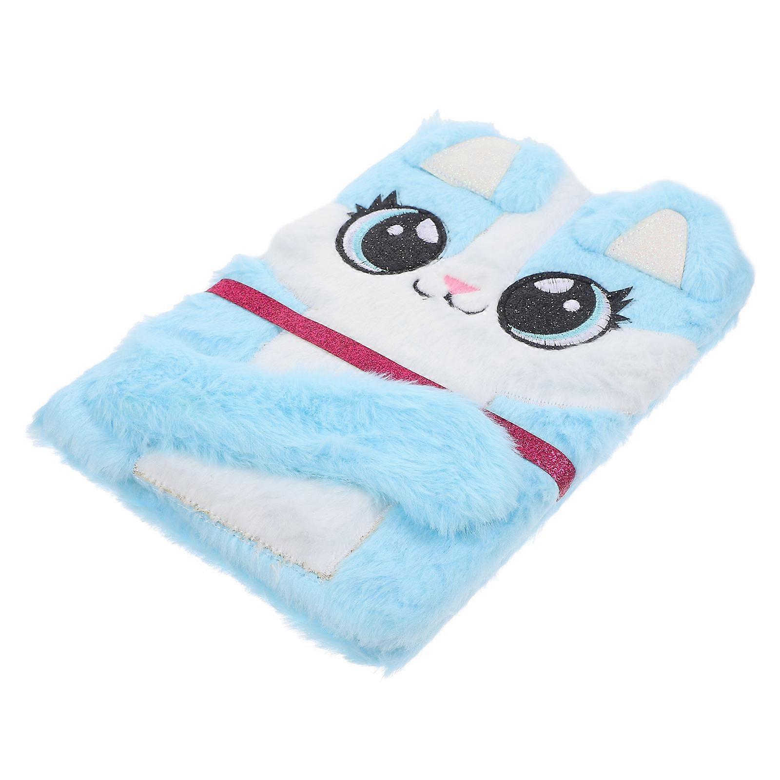 Fluffy Cartoon Notebook Plush Diary For Students Blue 24X16CM Writing 1Pack