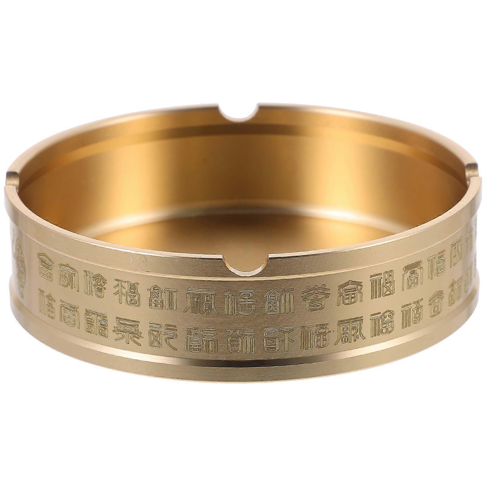 Golden Brass Round Ashtray for Storage Stylish and Practical Keeps Table Clean 4.7 Inches