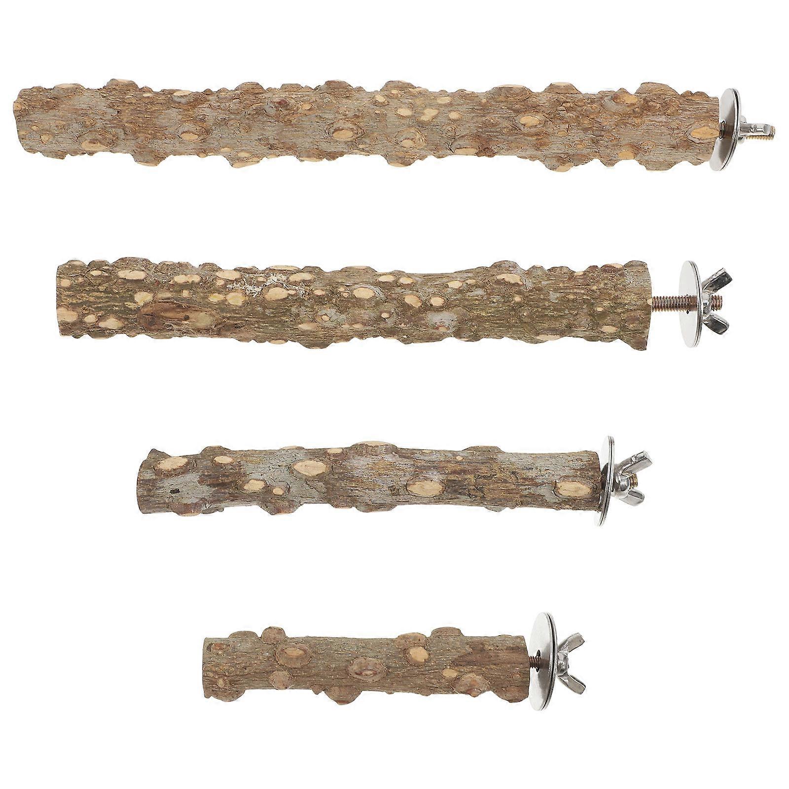 Parrot Bird Stand Wooden Perch for Parakeets Conures Cockatiels Exercise Aid 4Pcs