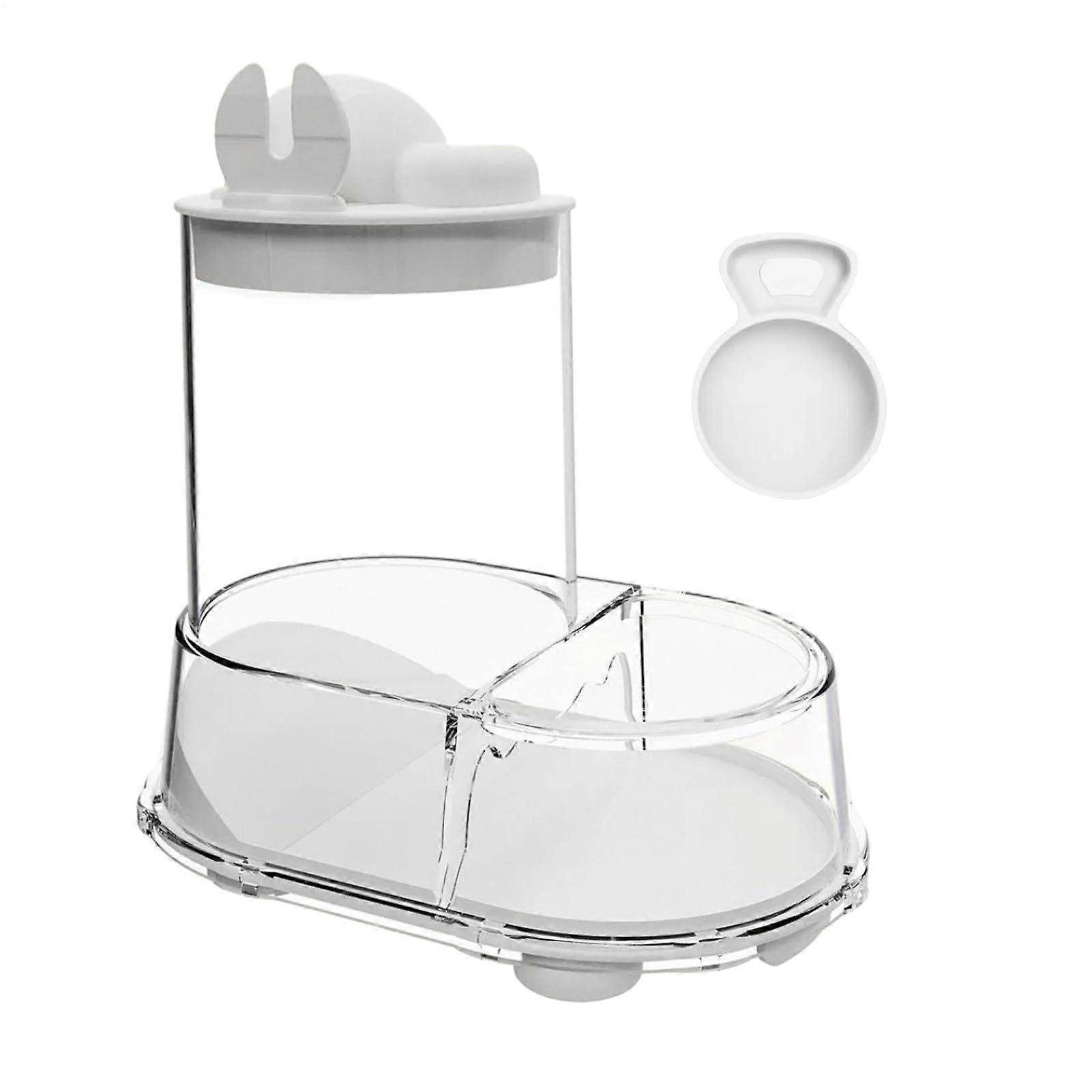 Hamster Feeding Bowl Automatic Rabbit Feeder With Stable Filling Transparent Water Dispenser Storage Container White