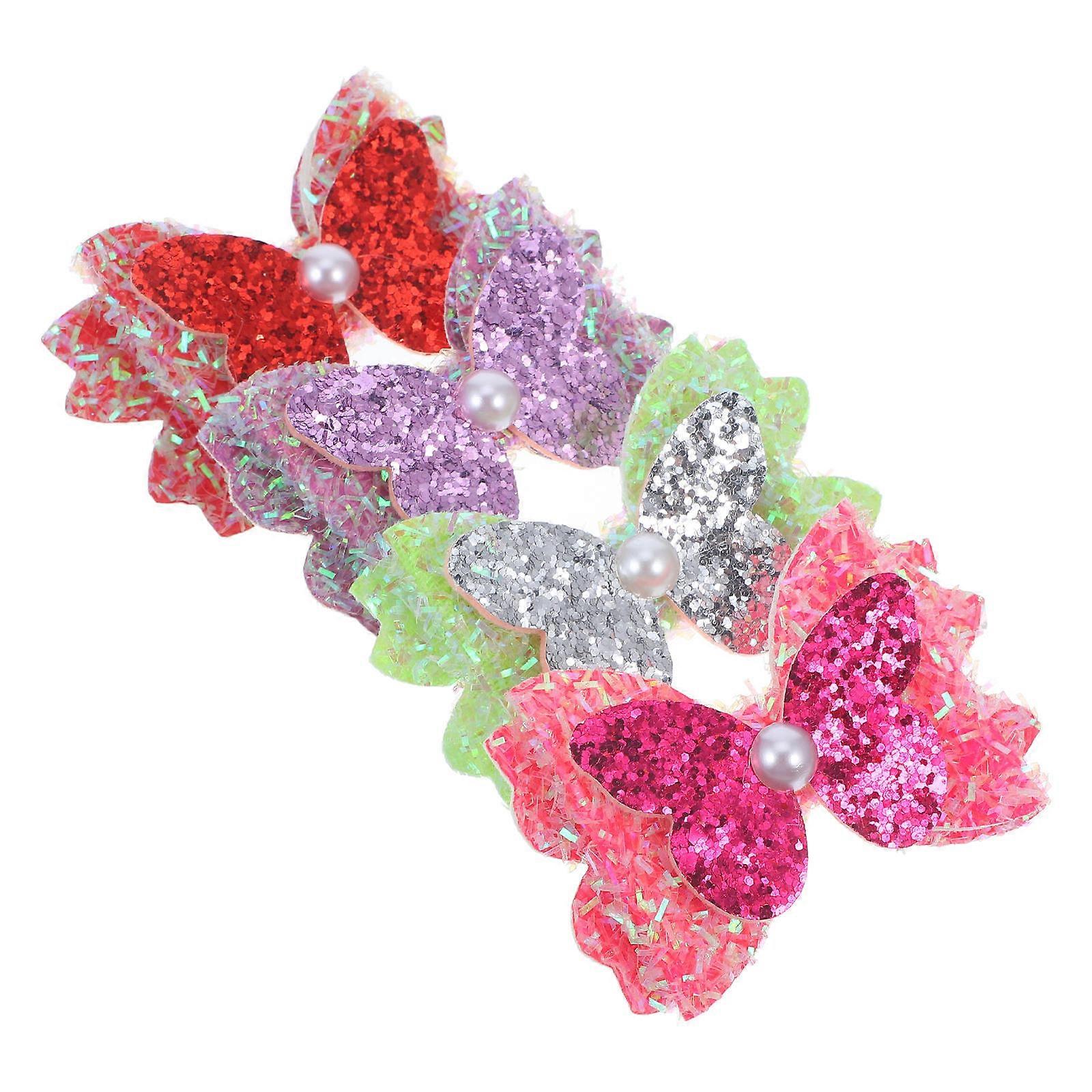 Glitter Bow Hair Clips for Girls Made of Durable PVC Assorted Color Lightweight Comfortable