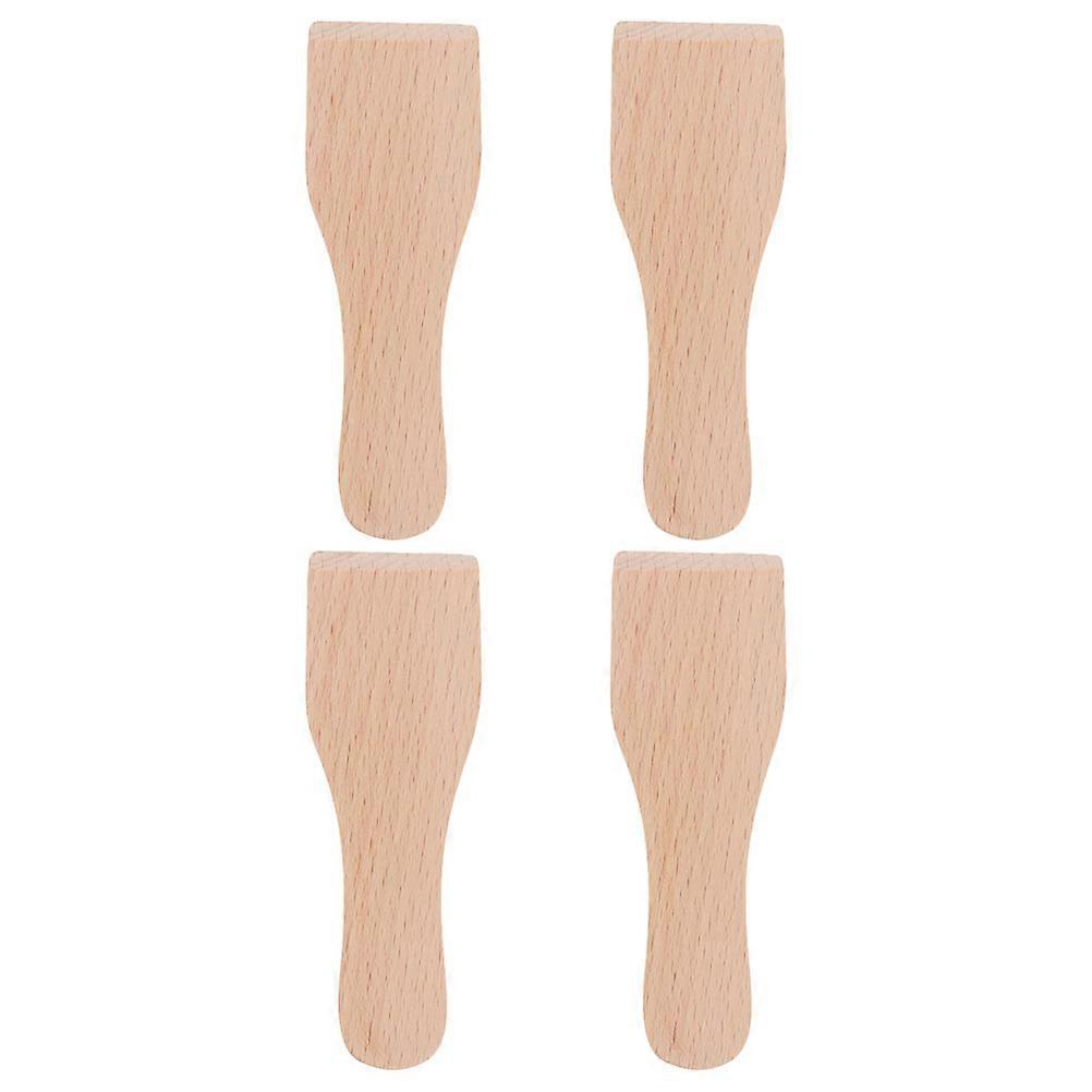 Wood Butter Spatula 4Pcs Multi-Purpose Kitchen Tools for Home Baking Wood Cake Cream Khaki Color Smooth Edge Design