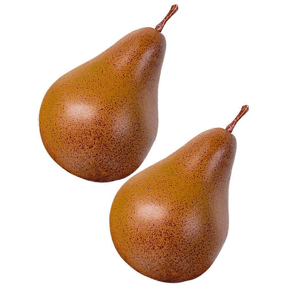 Artificial Pear Decoration Lifelike Simulation Fruit Model for Decor Coffee Color 2 Pcs