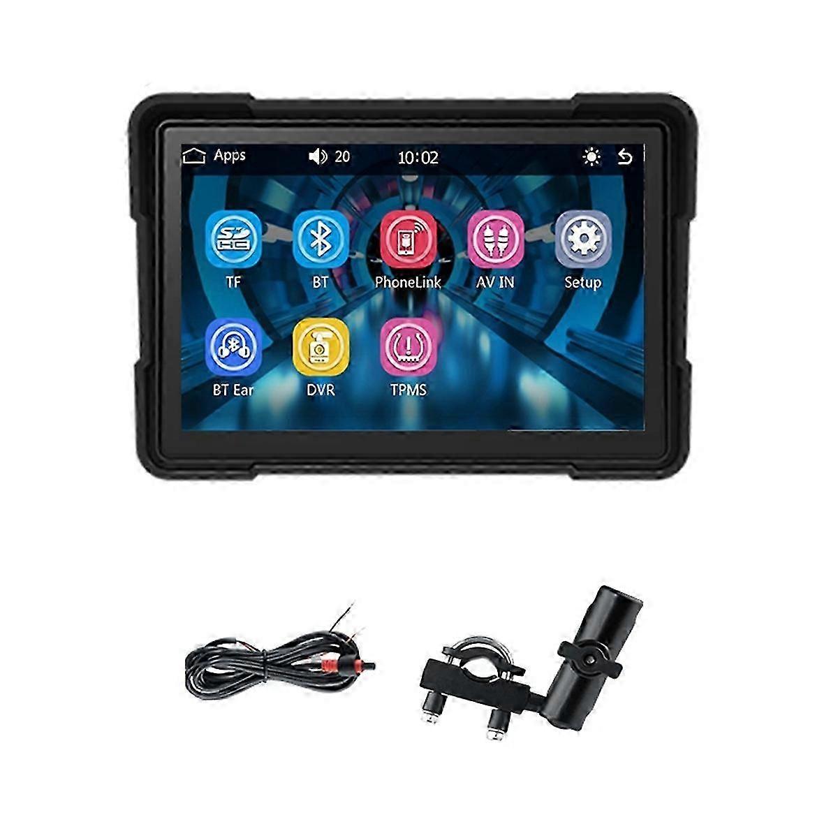 5 inch bluetooth motorcycle gps navigation screen with wireless carplay and android, ip67 waterproof
