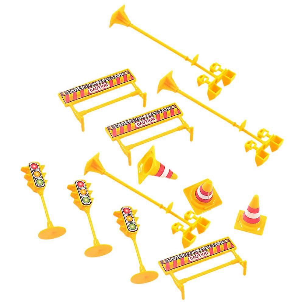 Road Sign Cake Topper 3Sets Assorted Color Plastic Unique Photo Prop for Decoration