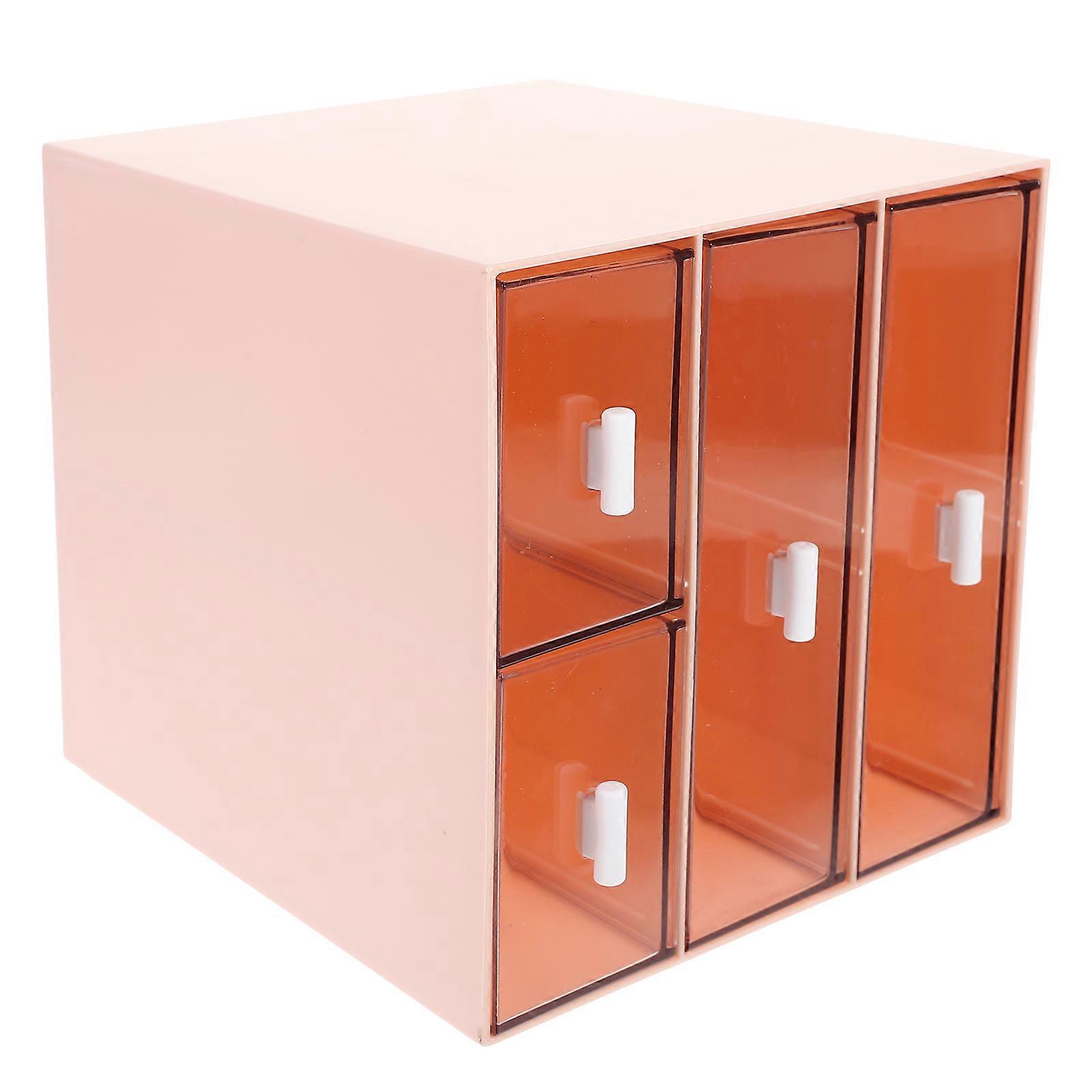 Plastic Drawer Organizer for Desk with Storage Boxes in Dark Red ABS Material 7.8x5.9x4.7 Inches