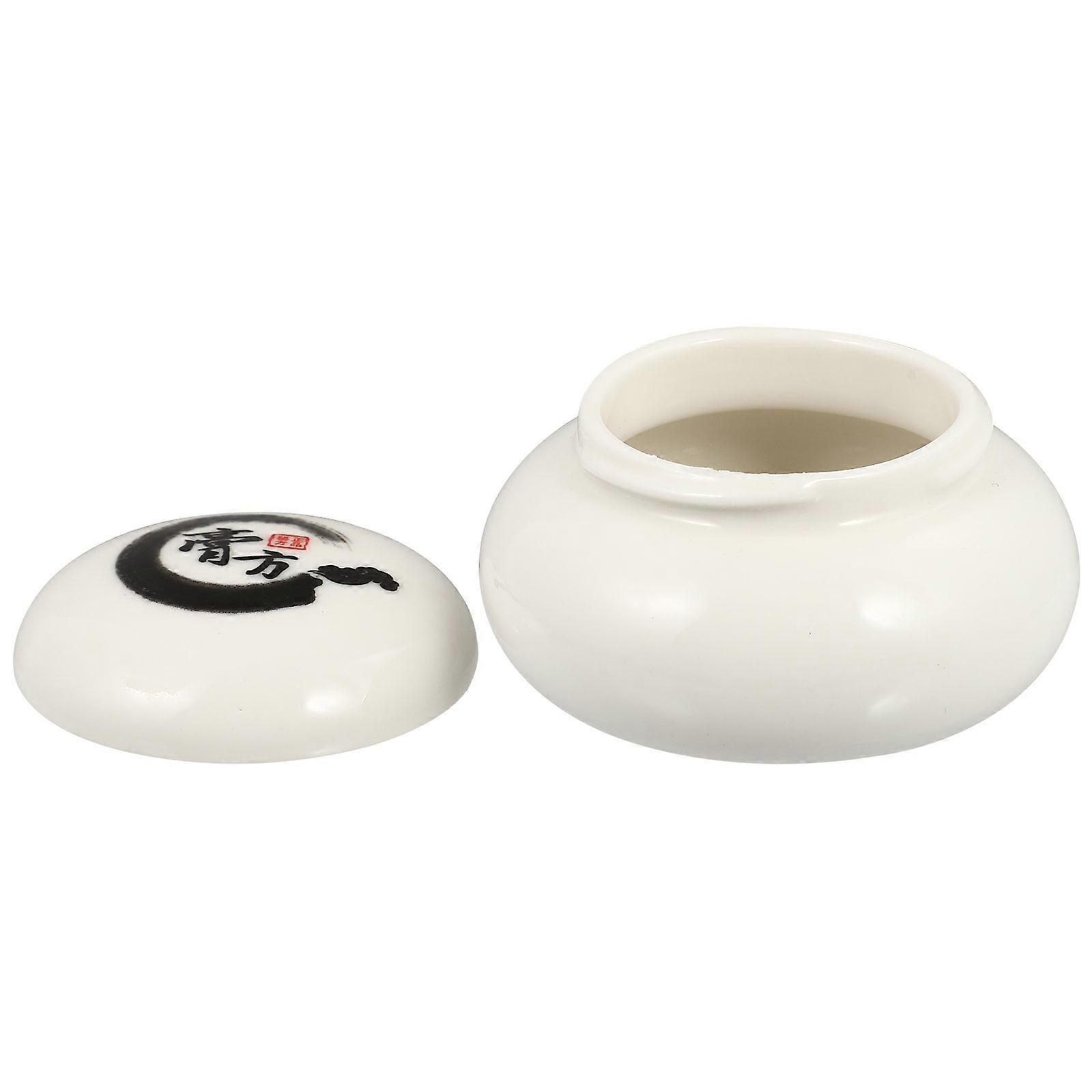 Tea Storage Canister 1Set Ceramic Sealed Jar Office Use 7X4.7X4CM White Practical Decoration