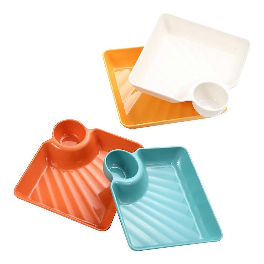 Sushi Plates 4Pcs Serving Snack Container Square Assorted Color Made from Pp Material