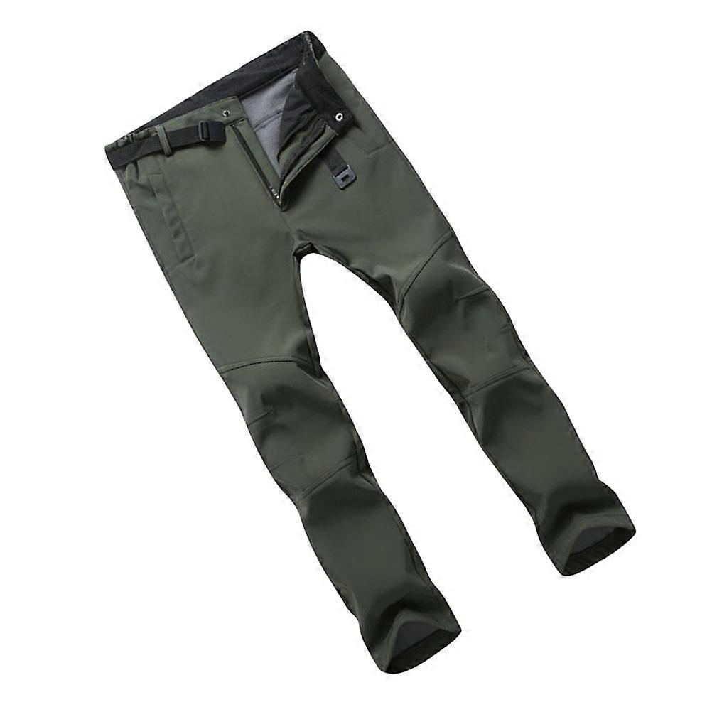 Men's's Green Outdoor Pants Lightweight Polyester Water Repellent Fleece Lining for Hiking and Running Size L