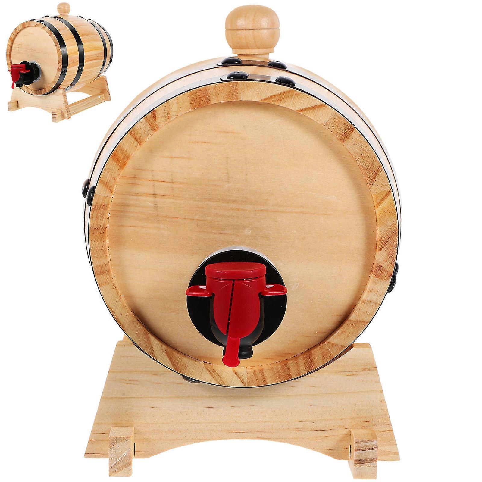 Wooden Wine Barrel with Stainless Steel for Home Use Light Brown 0.8 L Capacity
