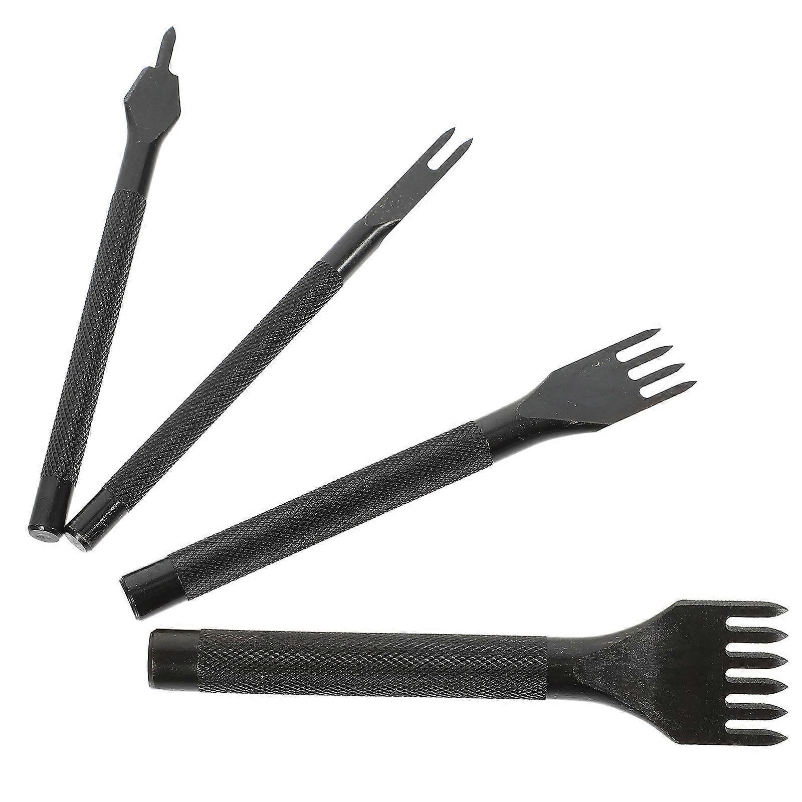 Hole Punch For Crafting 4Pcs Punching Tools For DIY Leatherworking Projects With Black High Carbon Steel Material
