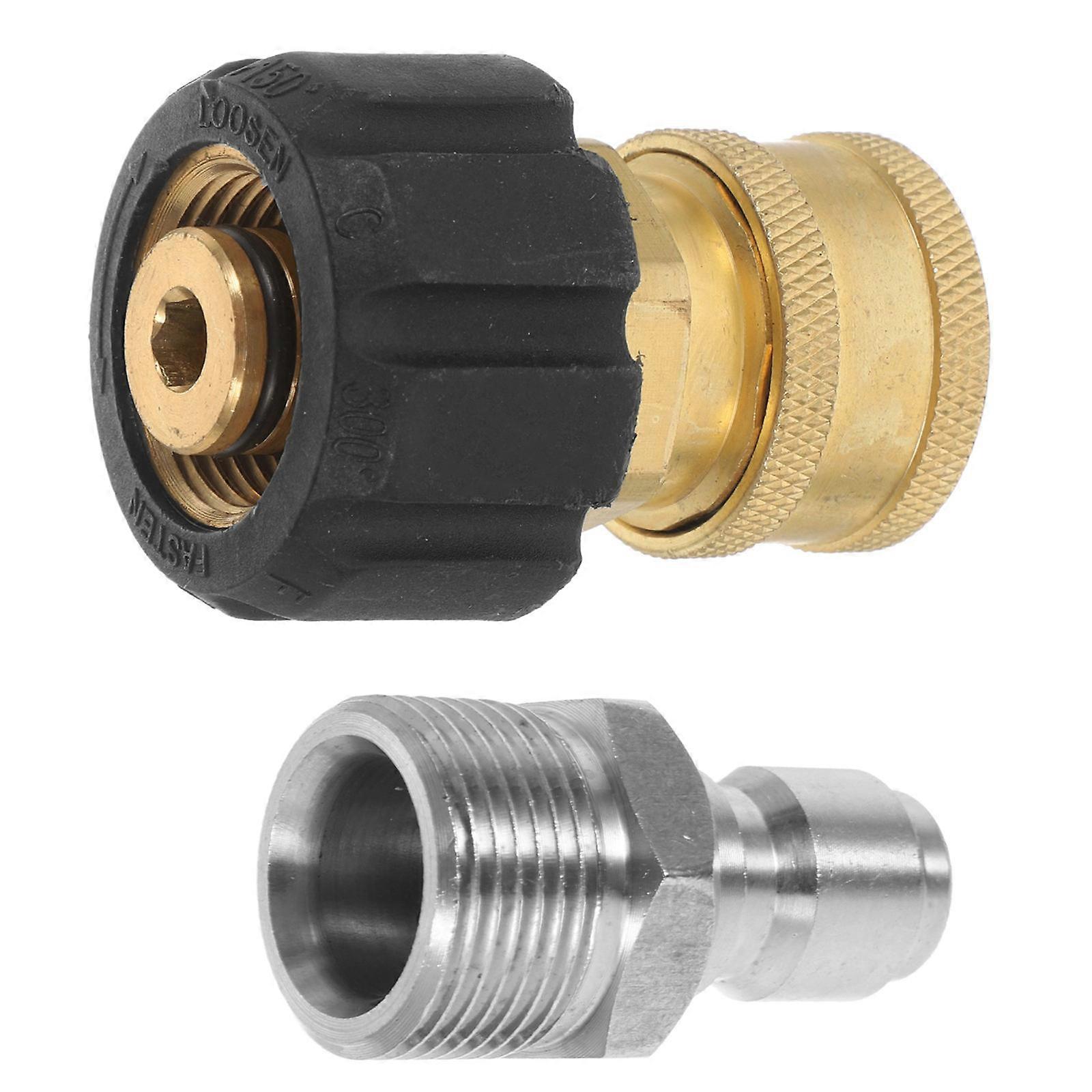 1 Set Metal M22 14mm to 3/8 Inch Quick Connect Adapter for Pressure Washer with 14mm M22 to 1/4 Inch Connector Fittings