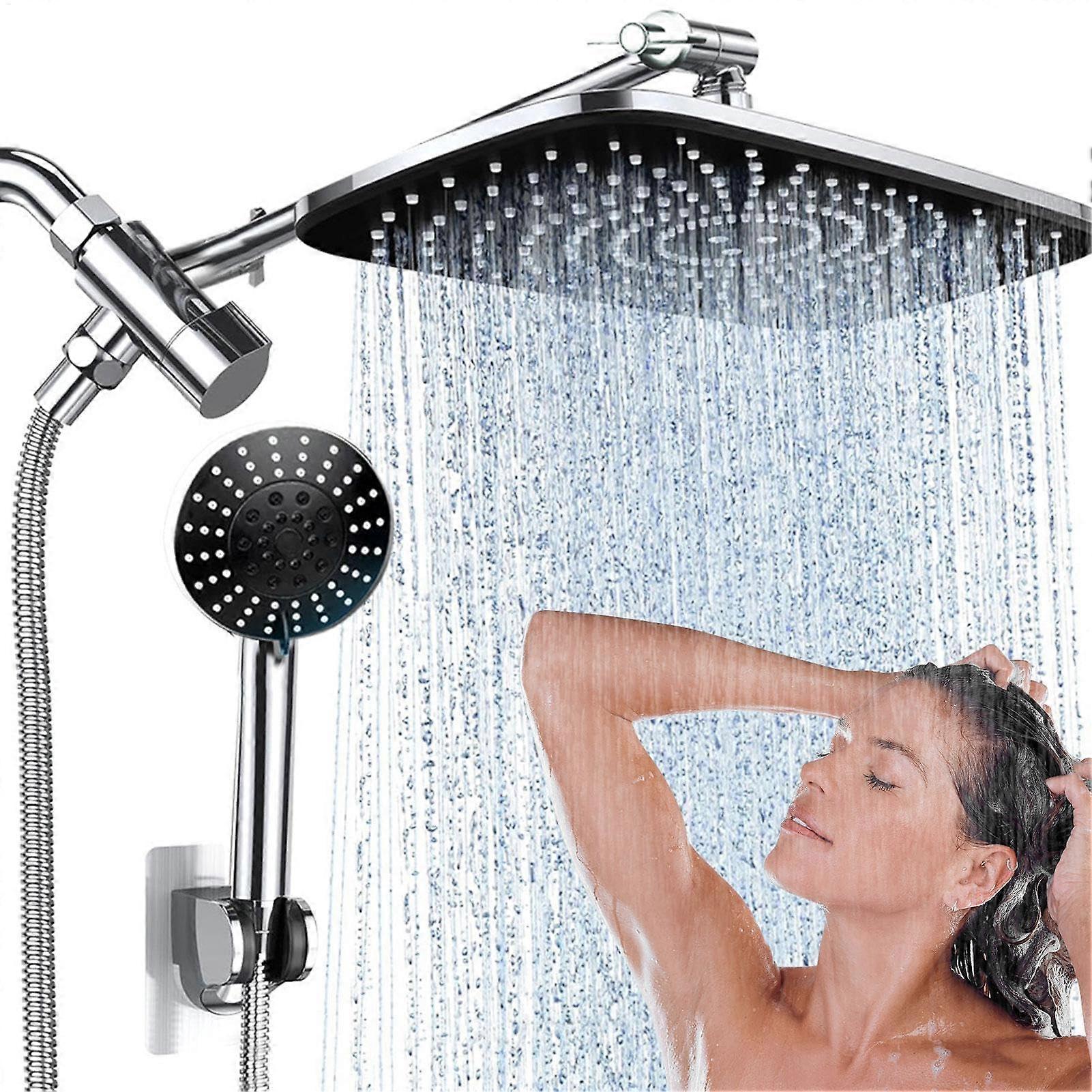 Handheld Shower Head High Pressure Rain Shower with Adjustable Spray, 5 Settings, Intelligent Filter, Electro-Filing Finish