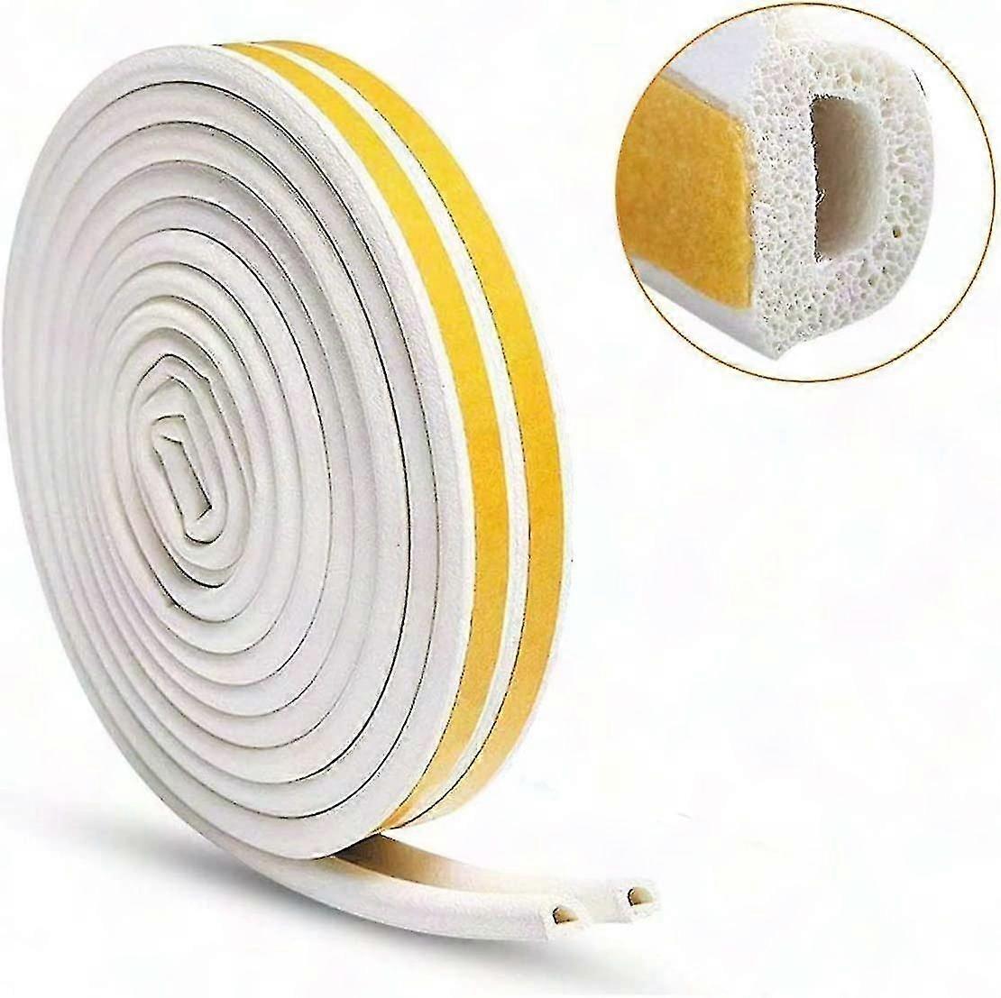 1 X 10m D-type Rubber Door Seal Strip - Cold Wind & Sound Insulation for Doors & Windows