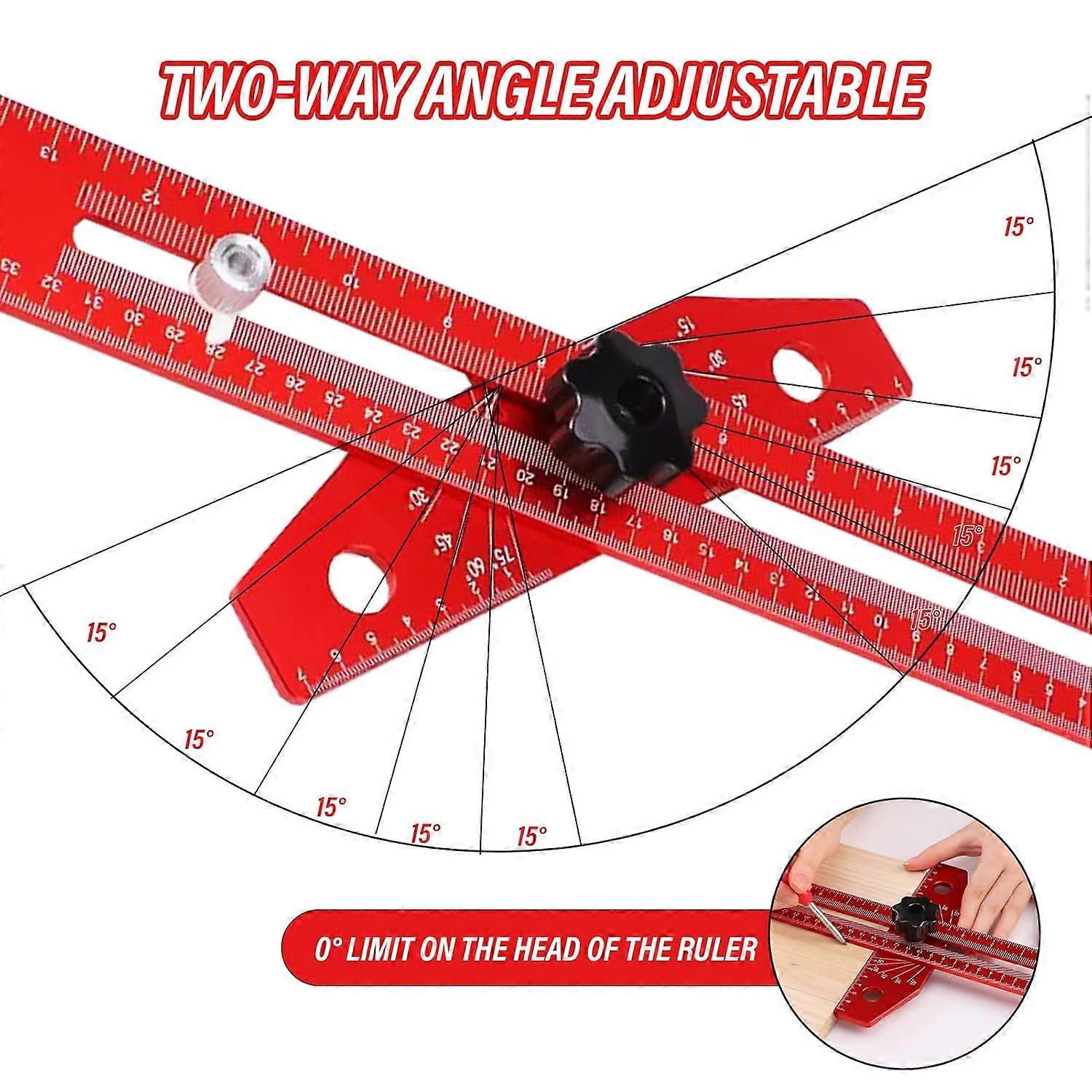 Precision marking T-square  positioning (red) Carpentry ruler  35cm measuring tool