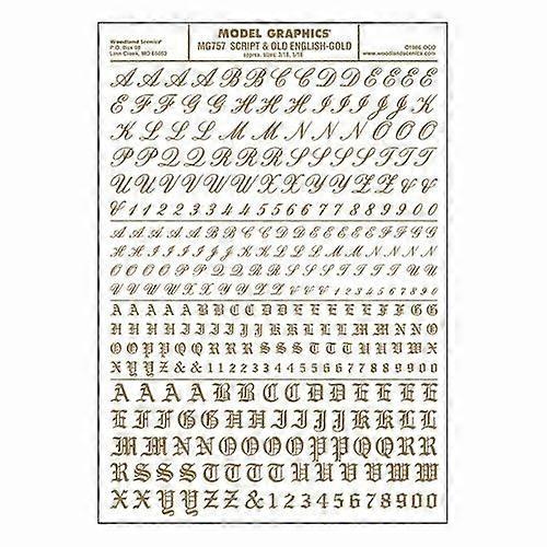Woodland scenics WMG757 Script Old English Gold Dry transfer Suitable for several scales Spares Scale model
