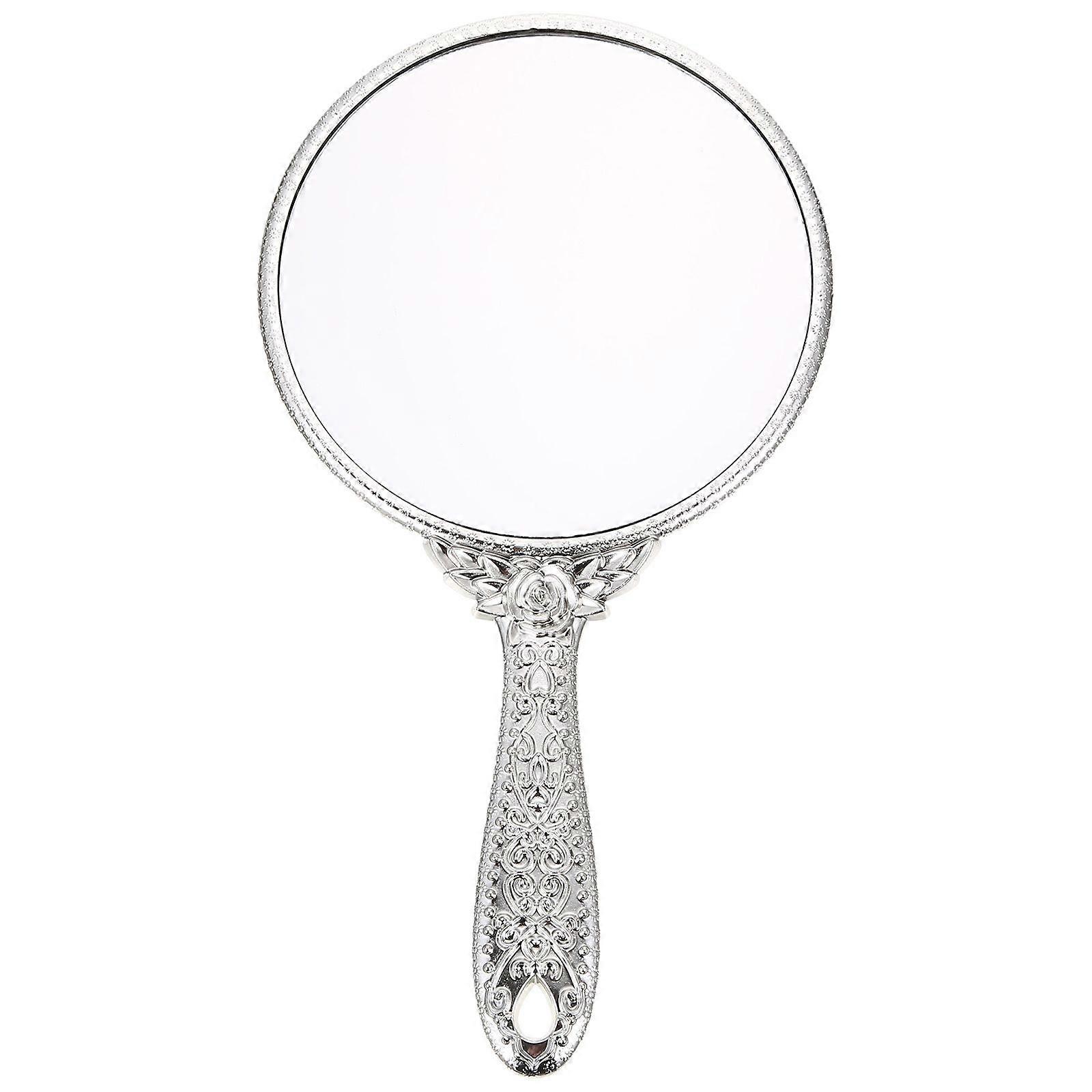 Retro Handle Mirror Portable Women Makeup Mirror Carry Handheld Mirror