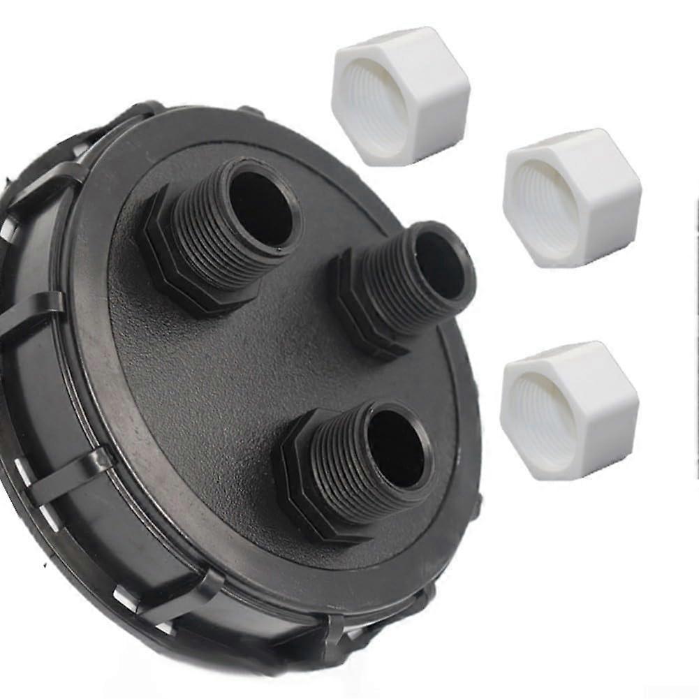 IBC adapter cap, compatible with DN150/163 mm IBC tanks, 2.5 cm external thread for easy setup and leakproof operation (3 holes with cover).