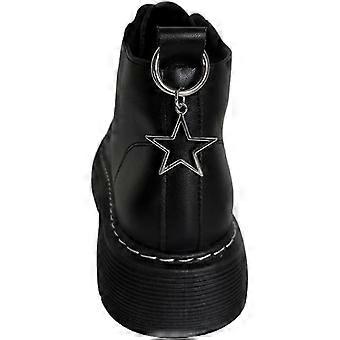 2PCS Hollow Star Pendant Titanium Steel Shoe Chain, Trendy Hip Hop Punk Studded