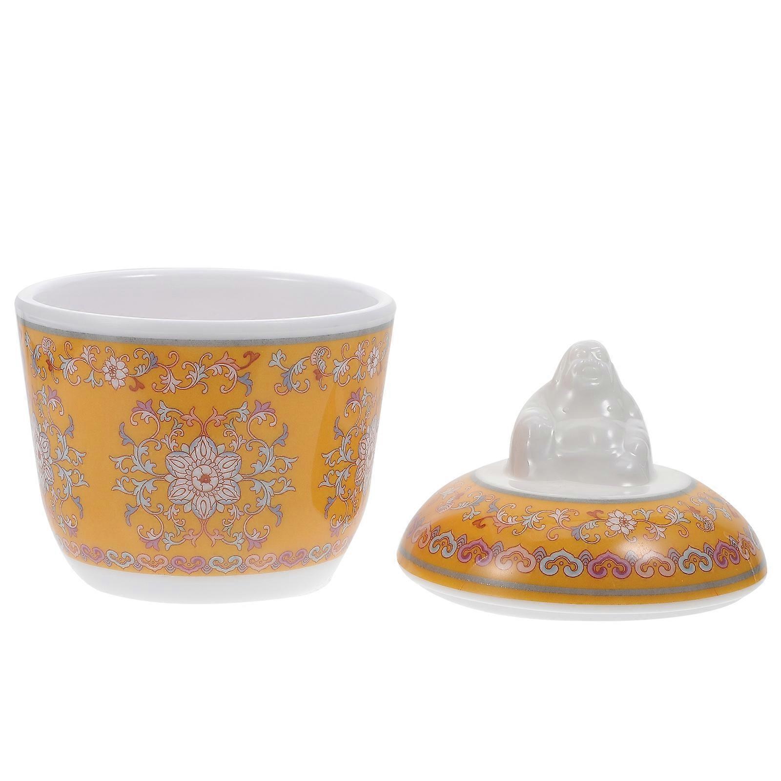 Ceramic Soup Container Round Pot for Household Users Orange Material Gift Option 1Set