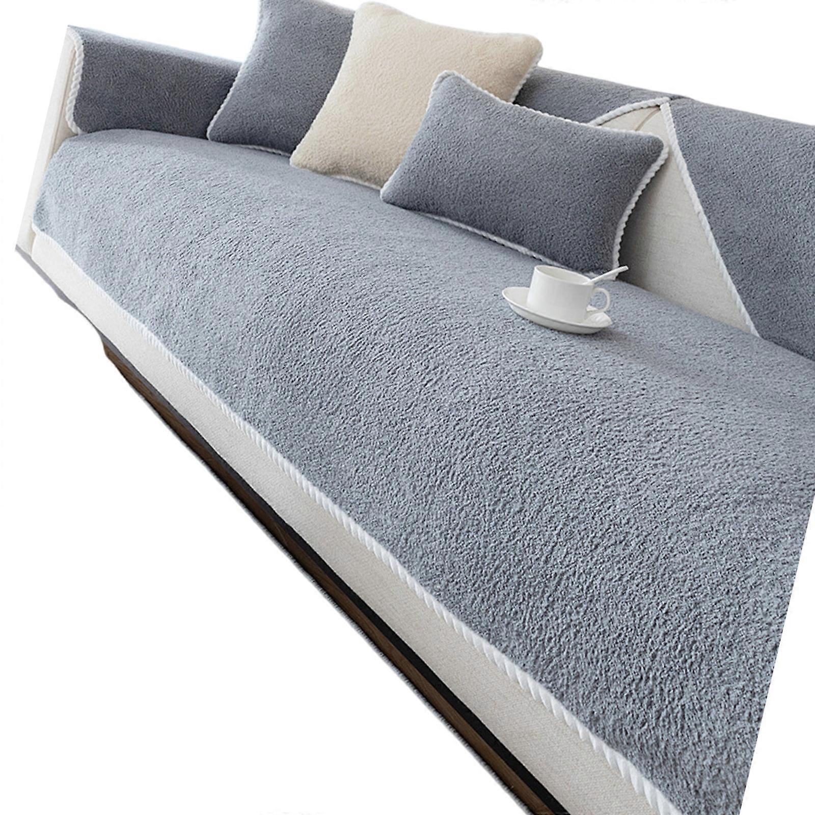 Thick Plushing Sofa Layer Slip Resistant Designs Versatile Living Enhancement Winter Line  grey