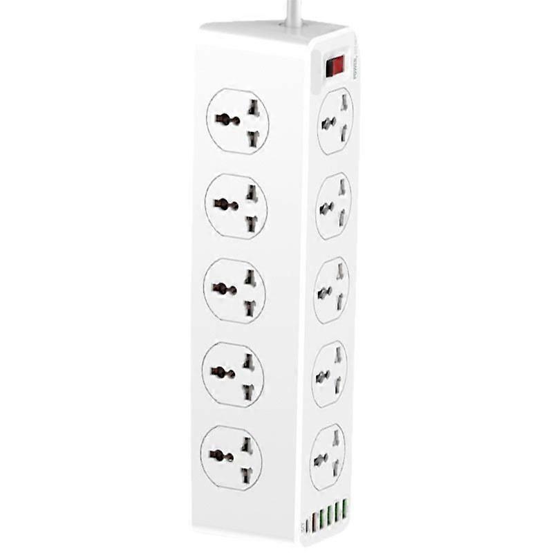 Extension cord with 10 connections and USB ports  2-me  10-way power strip with 6 USB ports (1 type C + 5 USB A)  extension cord with surge protection