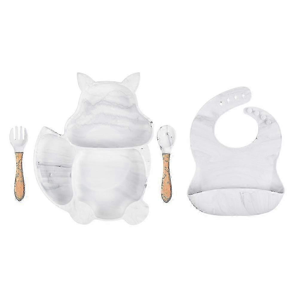 4/6/8 Pcs Soft Silic Sucker Bowl Plate Bibs Spoon Fork Sets Non-slip Tableware 's Zekai