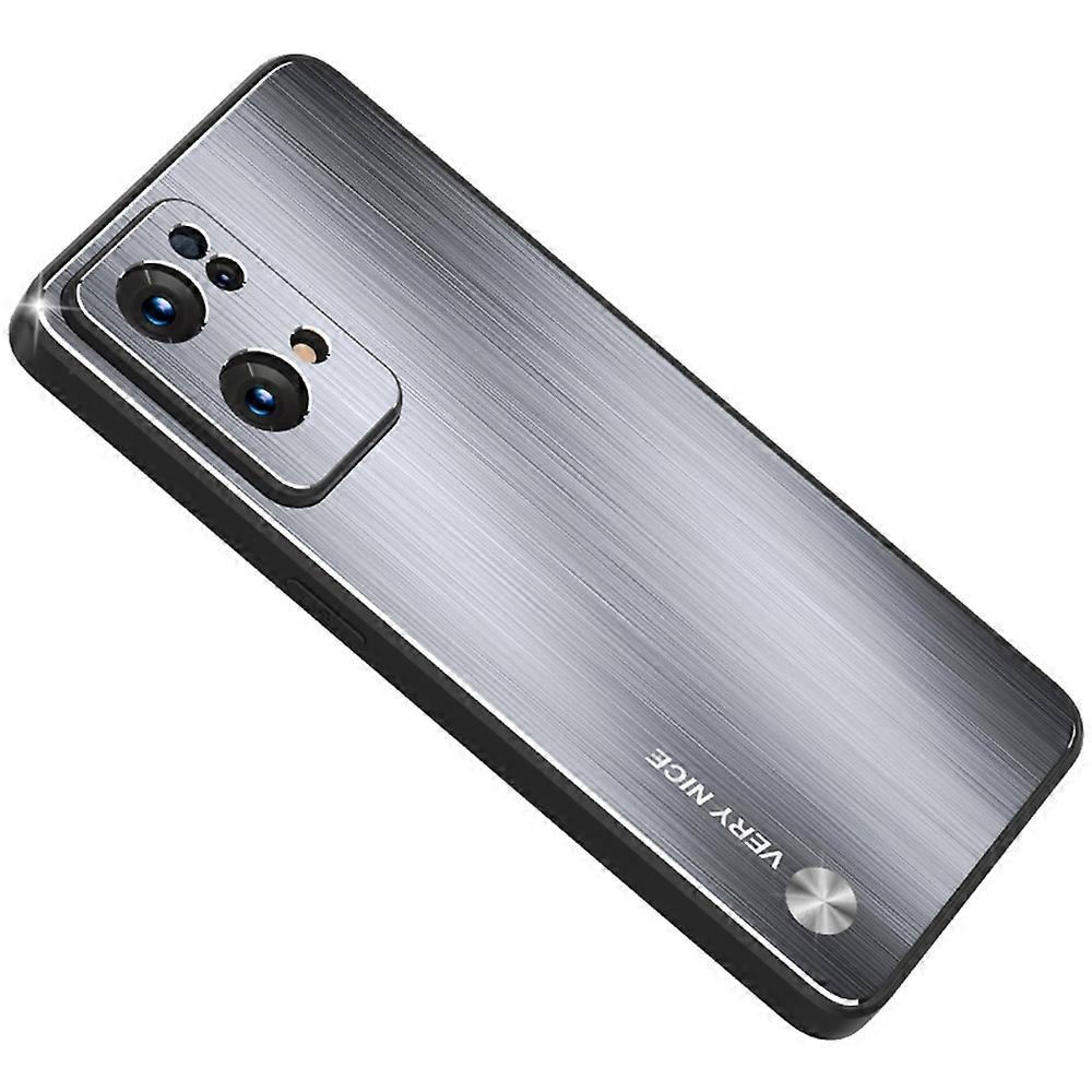 For Oppo Reno7 Pro 5G Brushed Surface TPU+Aluminium Alloy Hybrid Case Scratch-resistant Phone Cover