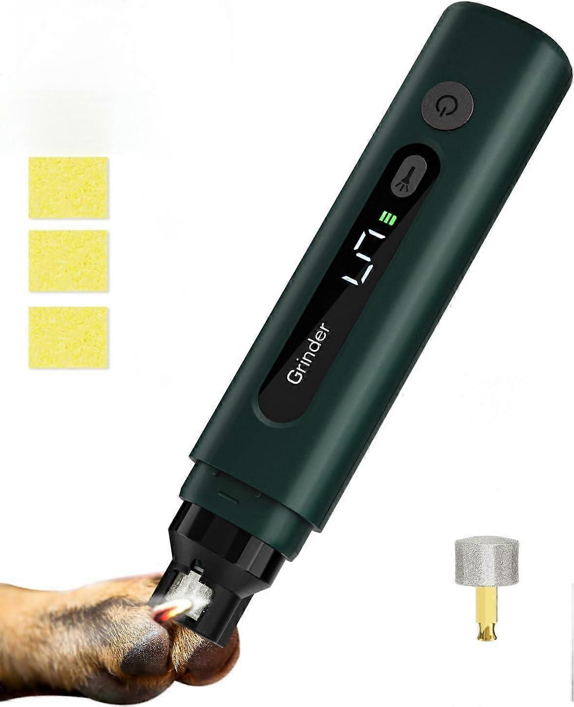 Dog Nail Grinder Upgraded-Professional 5-Speed Electric Rechargeable Pet Nail Trimmer, Sponge Dust Collection for Small Medium Large Dogs&Cats,Green