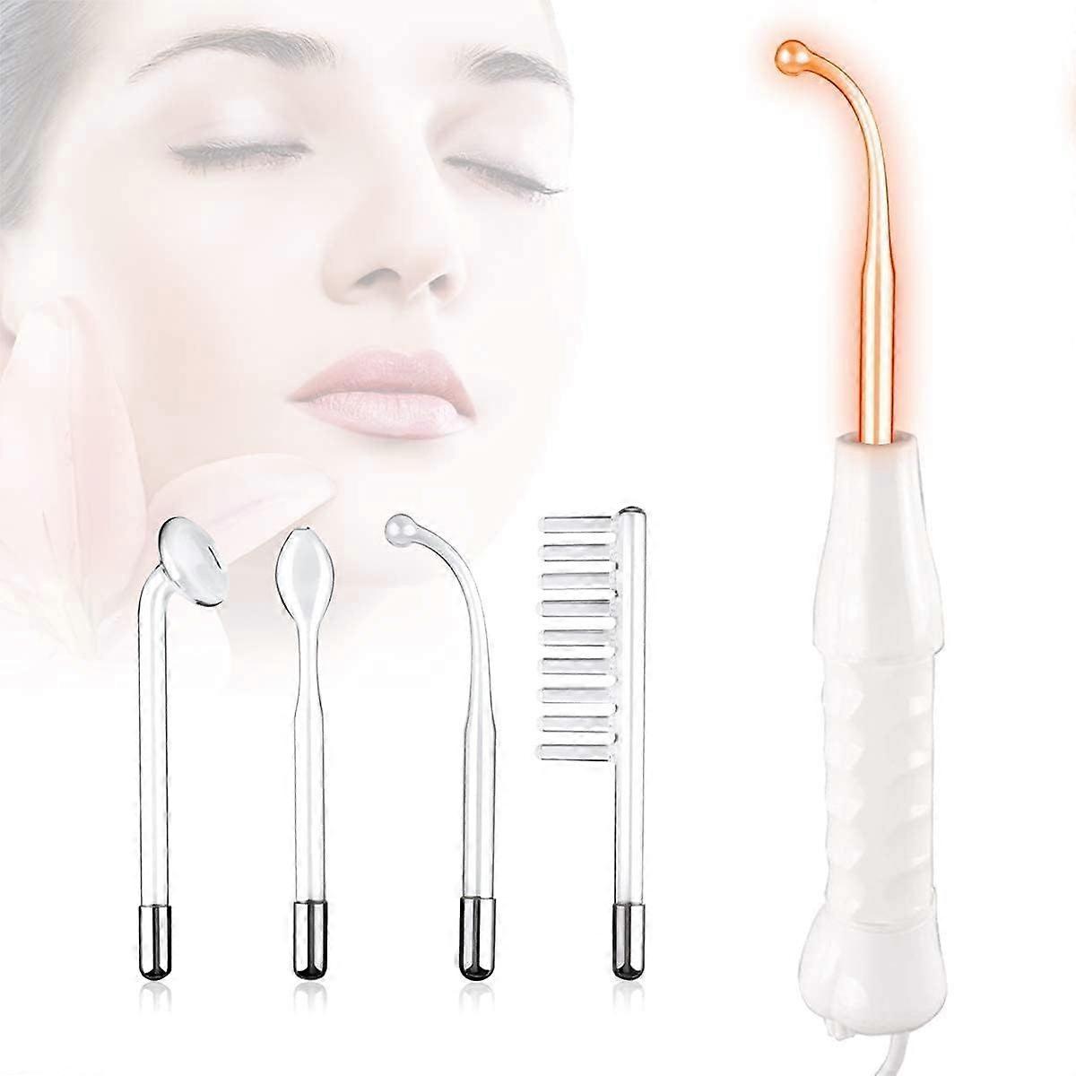 High Frequency Facial Massager, 4 in 1 Portable Frequency Facial Massager Facial Care Firming Machine Set - White