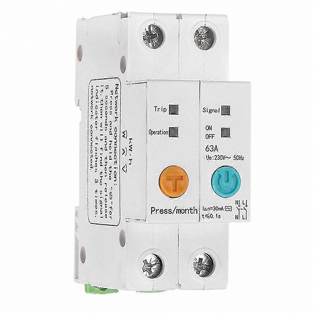 Single Phase Din Rail WiFi Smart Energy Meter with Leakage Protection and Remote Read KWh Wattmeter Voltage Monitoring