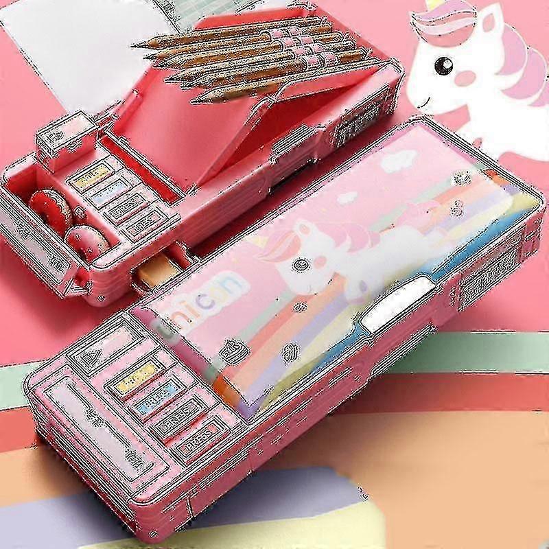 Multifunction Pencil Case Pencil Box With 2 Compartments For Students - Cartoon Pattern