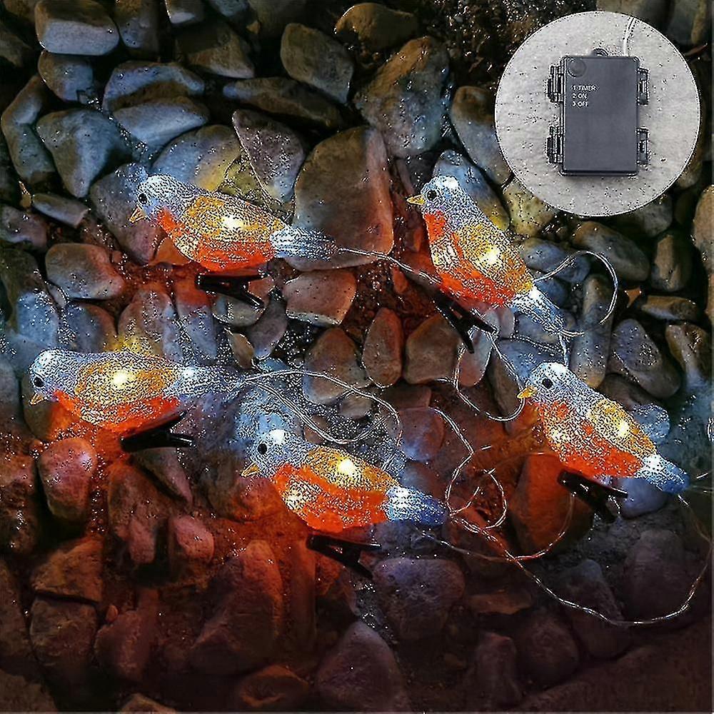 Décorations de Noël extérieures Oiseaux String Lumières, led acrylique 5 oiseaux lumières avec clip imperméable à l’eau Hao