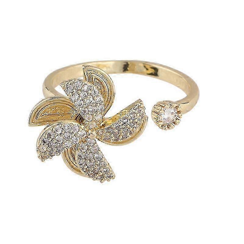 2025 Korean Version Rotatable Small Windmill Opening Ring Niche Design Retro Ring