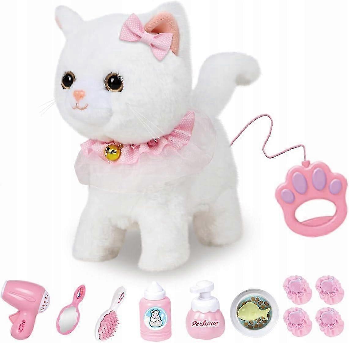 Plush Cat With Remote Control Leash, Realistic Interactive Cat
