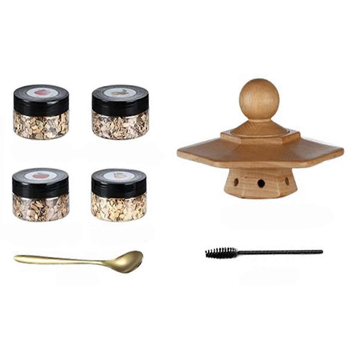 Hexagonal Whiskey Smoker Kit with 4 Flavors Wood Chips Birthday Whiskey Gifts for Dad Husband Cocktail Smoker