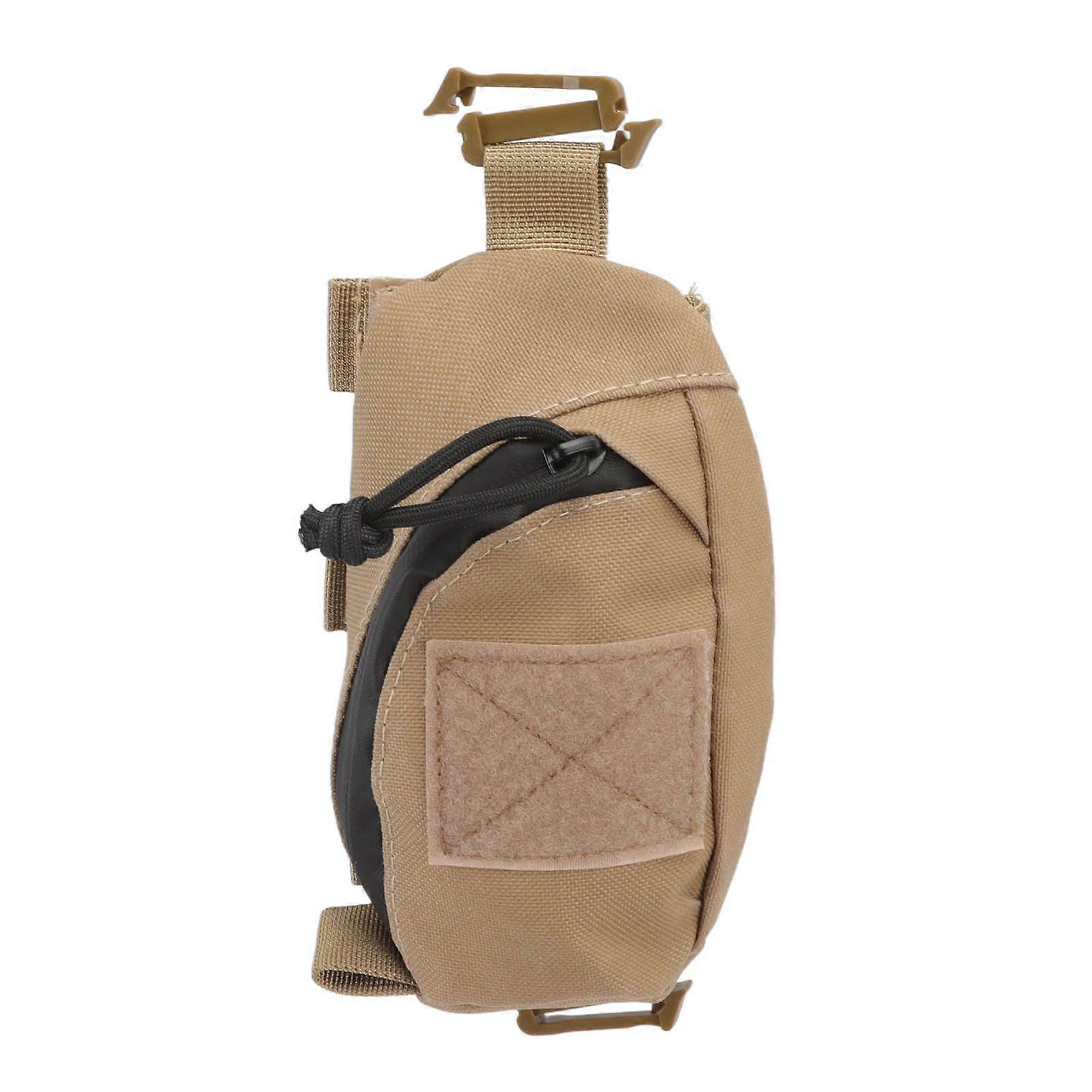 Outdoor Backpack Shoulder Strap Pouch Clip On Pouch Backpack Attachment Bag for Hikers Khaki