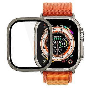 Til Apple Watch Ultra 2 49mm / Ultra 49mm titanium legering urkasse integreret fuld lim hærdet glas