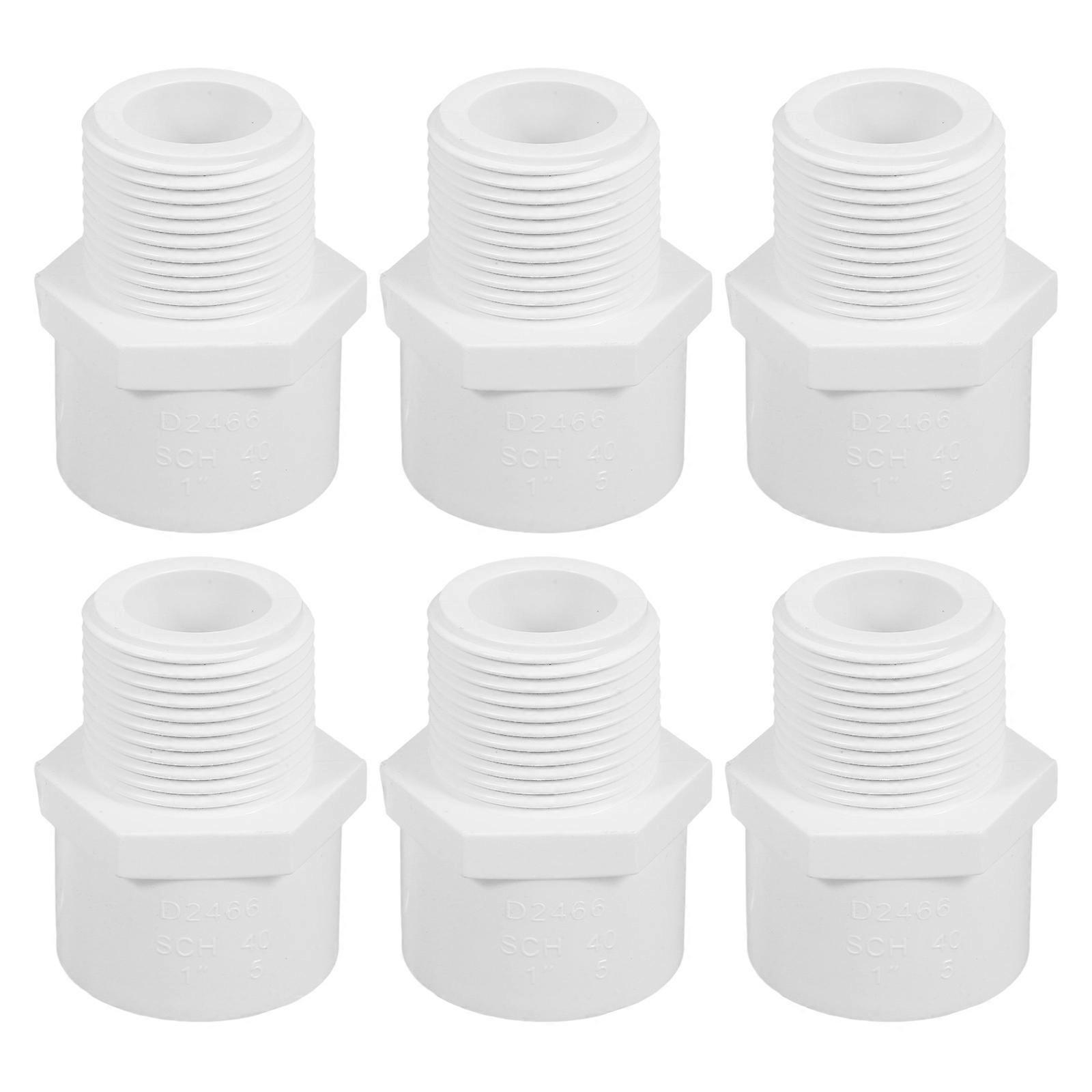 Pvc Pipe Fitting Connectors Male Thread Pipe Connector Plumbing Line Home Use White Pvc Connectors Connect Pipes 6Set