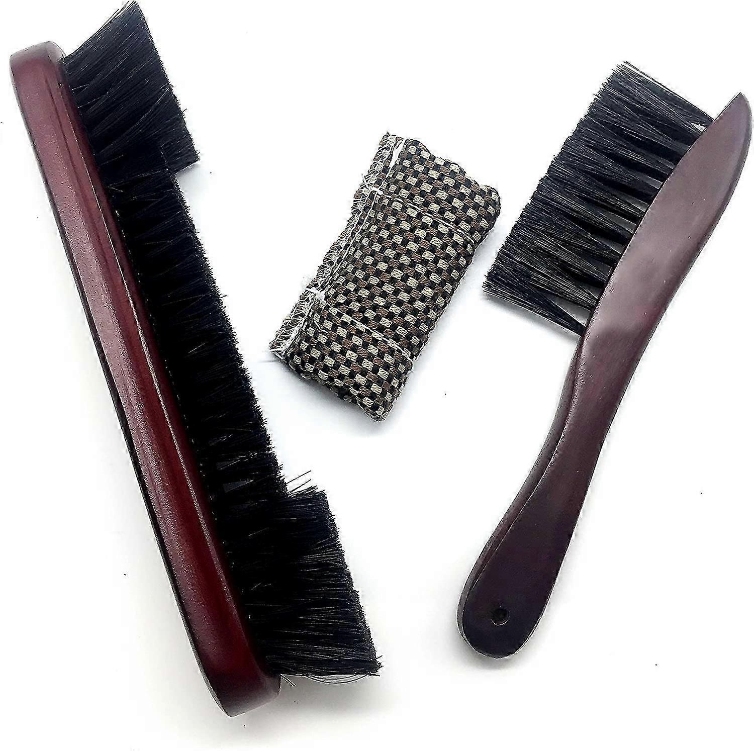Pool Table and Rail Brush Set with Cloth Cue Shaft Slider