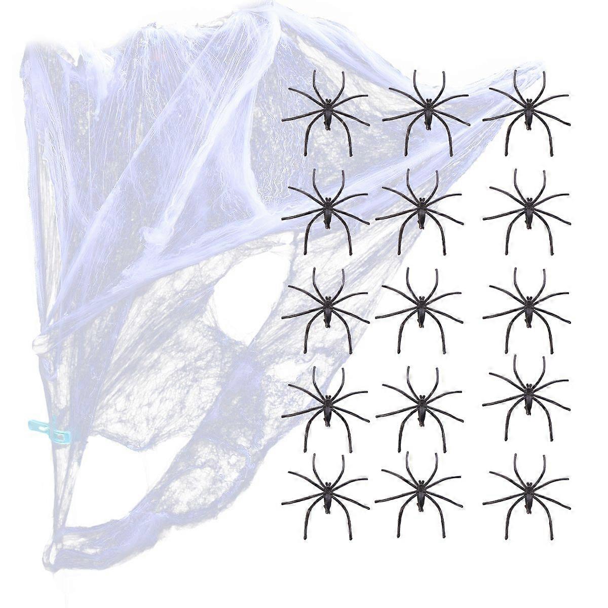 1 Set Polyester Spider Web Fake Spider Artificial Spider Toys for Halloween