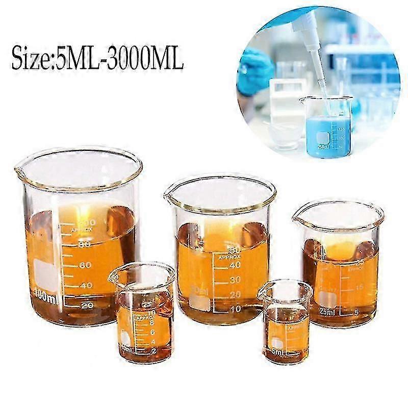 Béchers en verre Pyrex Borosilicate GG-17, gradués de 5 ml à 3000 ml pour des mesures chimiques précises