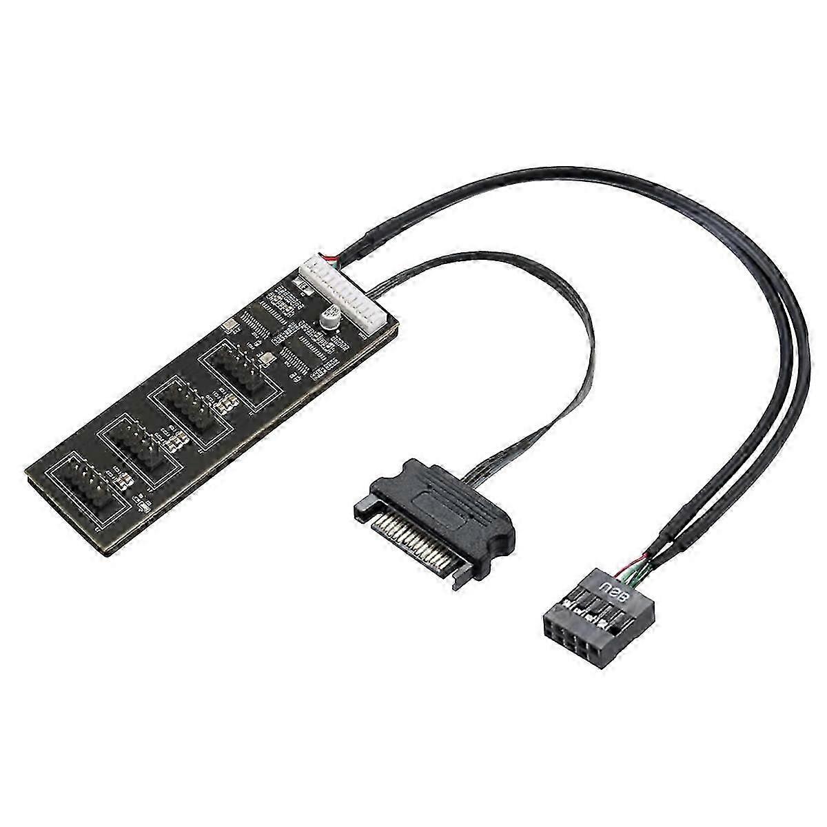 9Pin USB Header Splitter with SATA Power Cable, Internal USB Hub Extension USB 2.0 Splitter Connecto